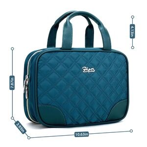 Boyatu Quilted Travel Toiletry Hanging Organizer Cosmetic Bag in Blue